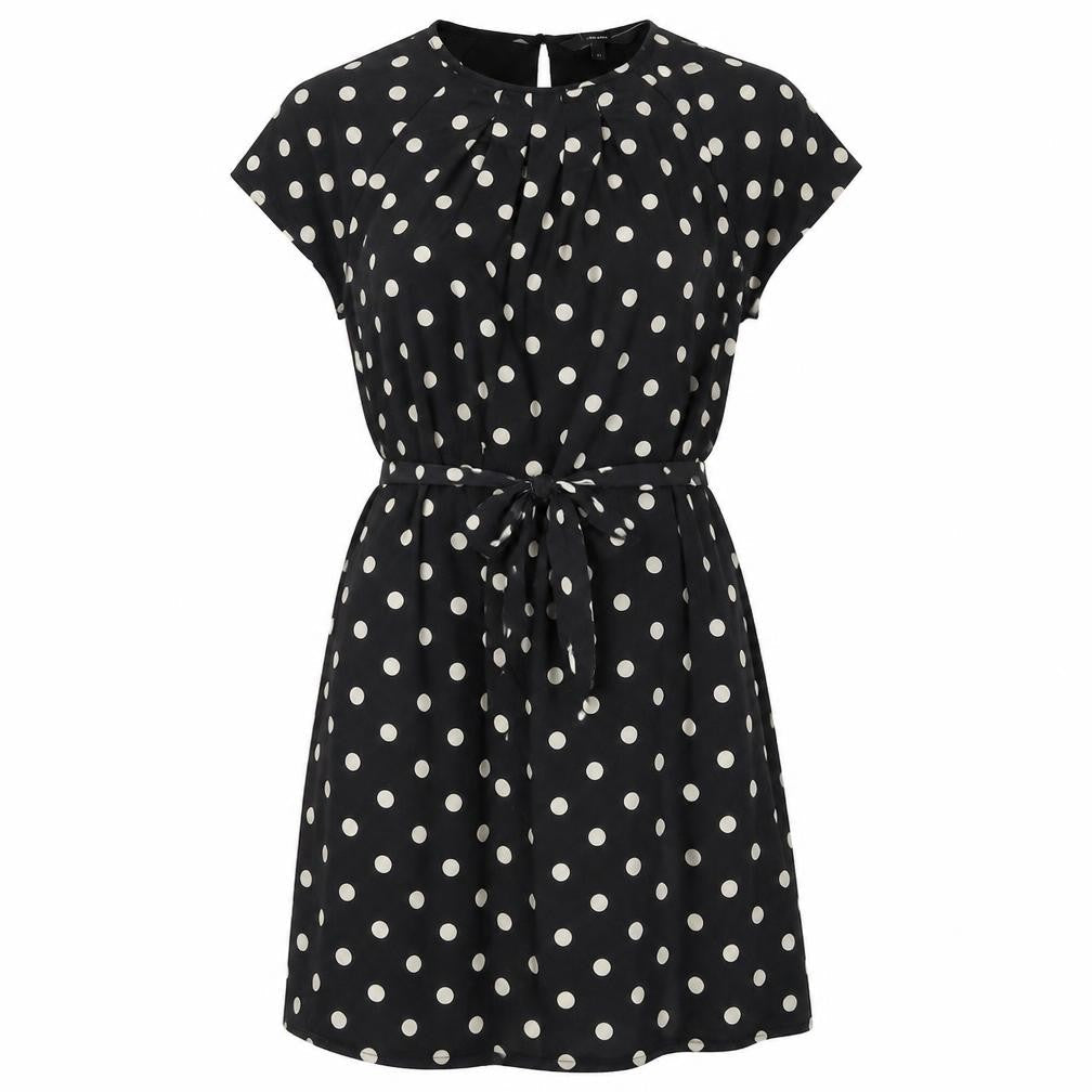 VERO MODA Womens Black Polka Dot Polyester A-Line Size XS Round Neck Button