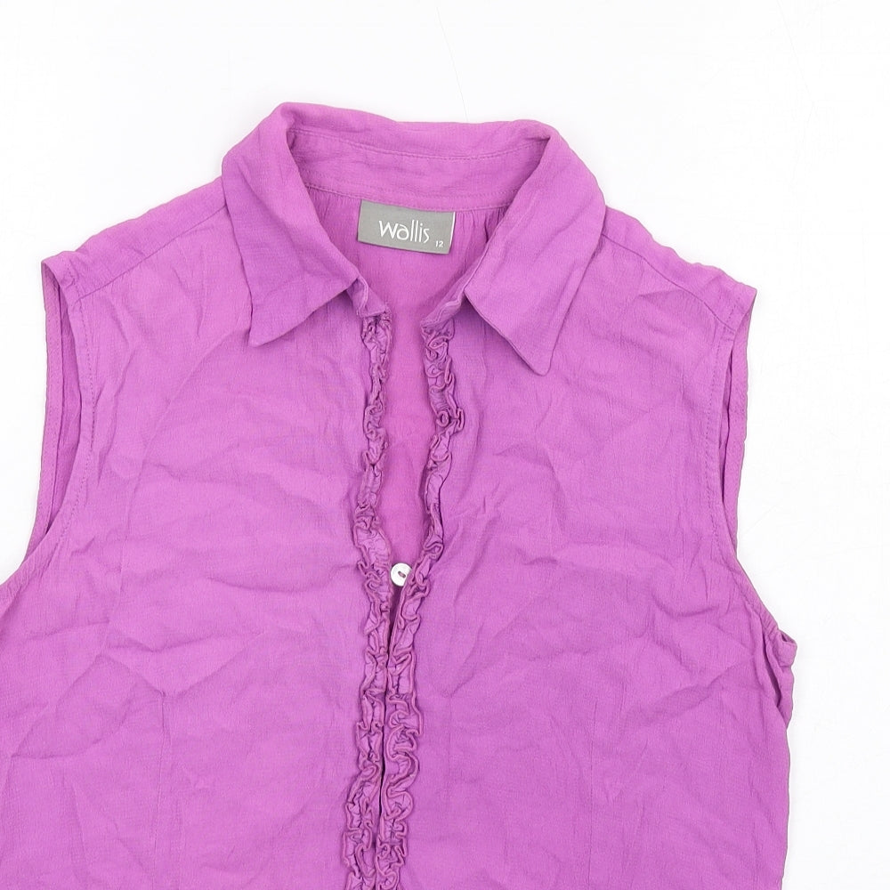 Wallis Womens Purple Polyester Basic Button-Up Size 12 Collared