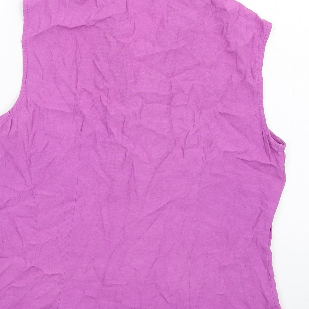Wallis Womens Purple Polyester Basic Button-Up Size 12 Collared