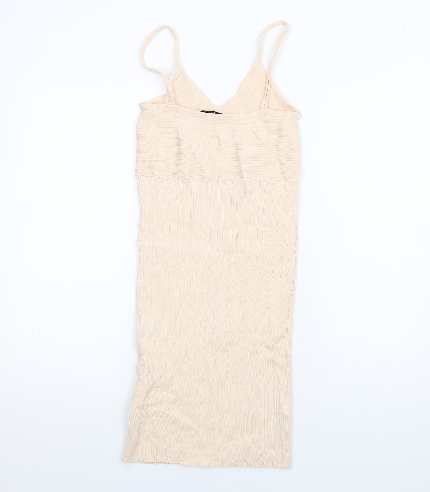 Bershka Womens Beige Viscose Bodycon Size L V-Neck Pullover