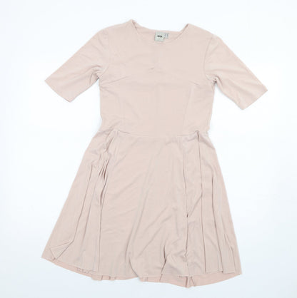 Additional front view of ASOS women’s pink polyester fit & flare, size UK 10, v-neck pullover