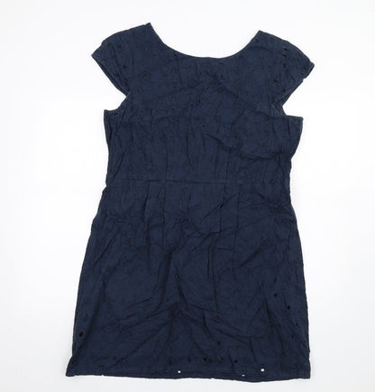 Next Womens Blue Cotton A-Line Size 18 Round Neck Zip