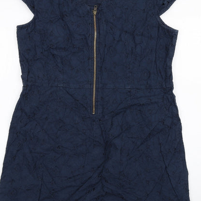 Next Womens Blue Cotton A-Line Size 18 Round Neck Zip