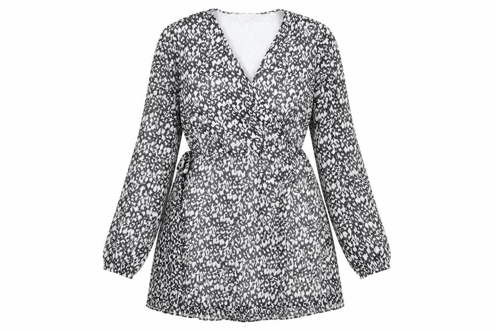VILA Womens Black Geometric Polyester A-Line Size 14 V-Neck Pullover