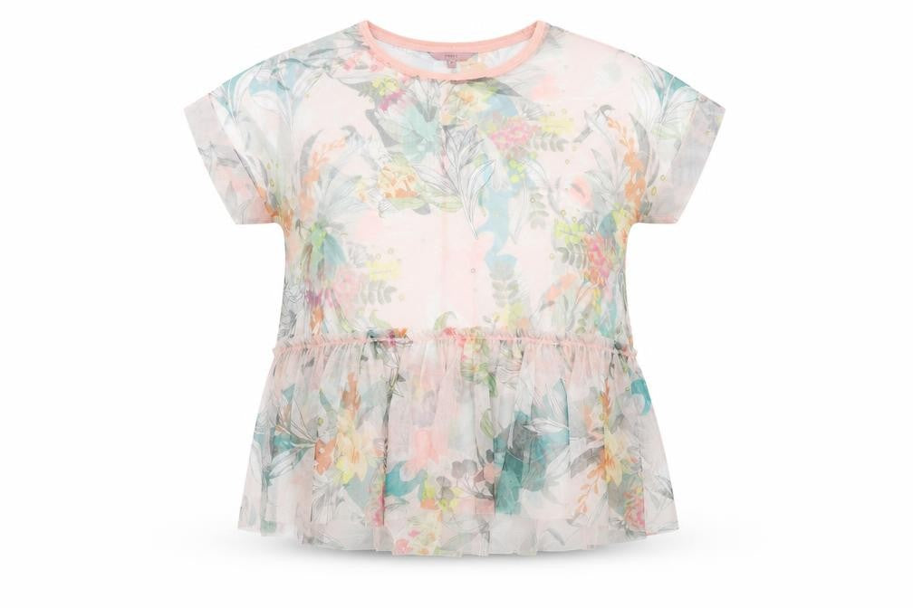 NEXT Womens Multicoloured Floral Polyester Basic T-Shirt Size 12 Round Neck