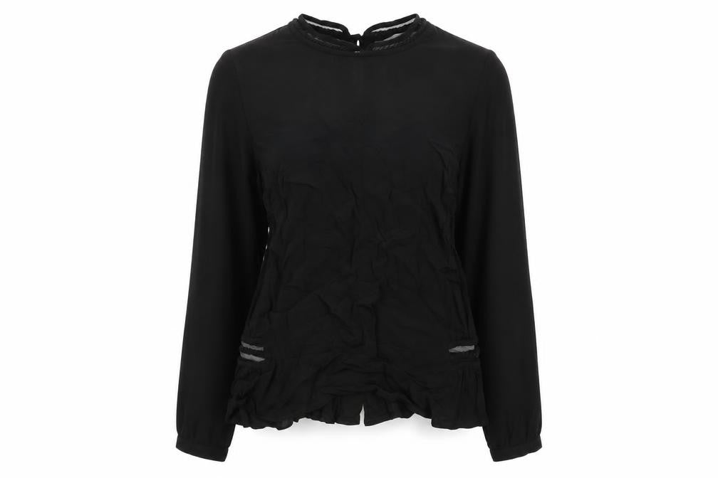 Marks & Spencer Womens Black Viscose Basic Blouse Size 12 Round Neck