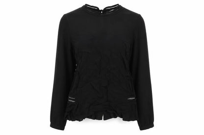 Marks & Spencer Womens Black Viscose Basic Blouse Size 12 Round Neck