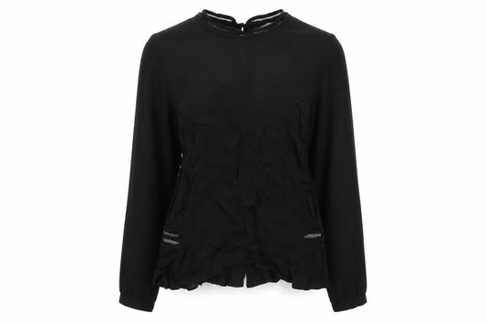 Marks and Spencer Womens Black Viscose Basic Blouse Size 12 Round Neck