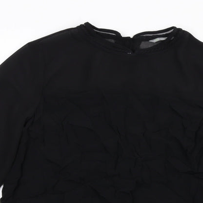 Marks & Spencer Womens Black Viscose Basic Blouse Size 12 Round Neck