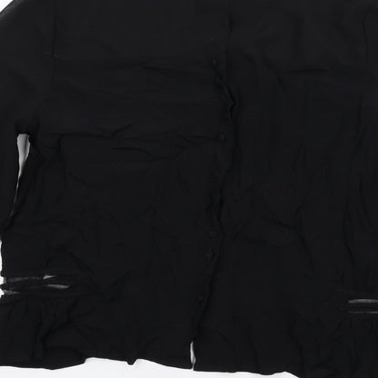 Marks & Spencer Womens Black Viscose Basic Blouse Size 12 Round Neck
