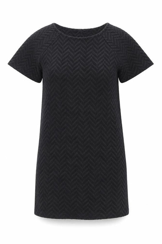 Next Womens Black Geometric Polyester T-Shirt Dress Size 14 Round Neck Pullover