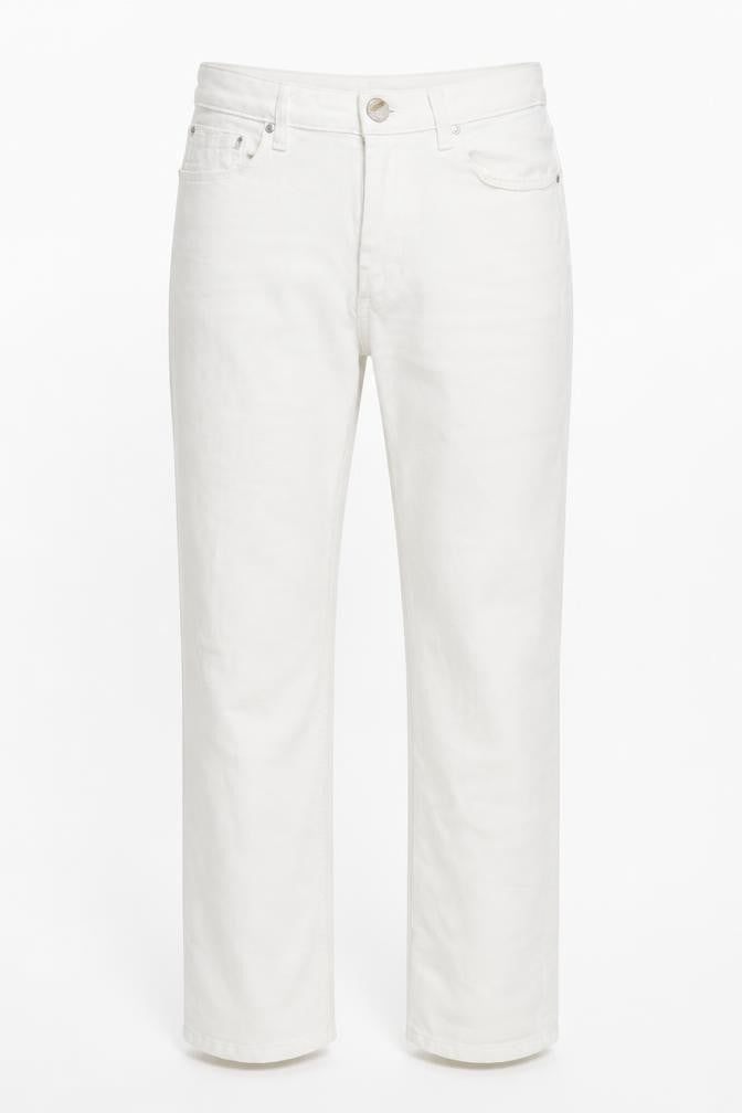 Per Una Womens White Cotton Straight Jeans Size 8 L27 in Slim Zip