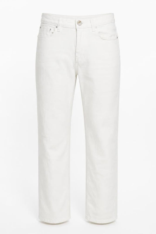 Per Una Womens White Cotton Straight Jeans Size 8 L27 in Slim Zip