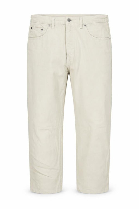 Marks & Spencer Mens Beige Cotton Straight Jeans Size 34 in L24 in Regular Zip