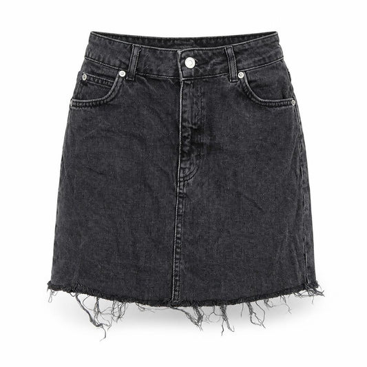 Topshop Womens Grey Cotton A-Line Skirt Size 8 Zip