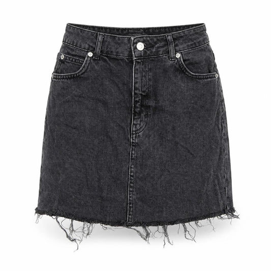Topshop Womens Grey Cotton A-Line Skirt Size 8 Zip