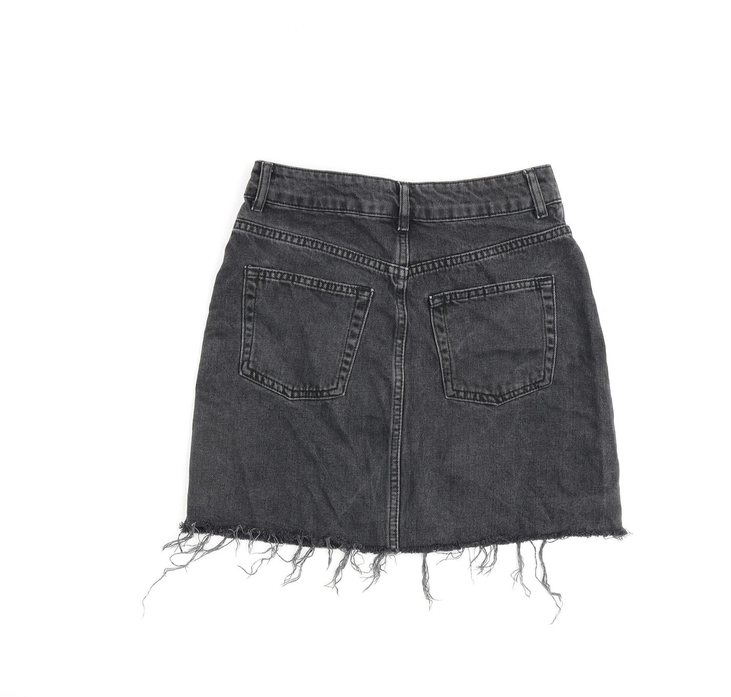 Topshop Womens Grey Cotton A-Line Skirt Size 8 Zip