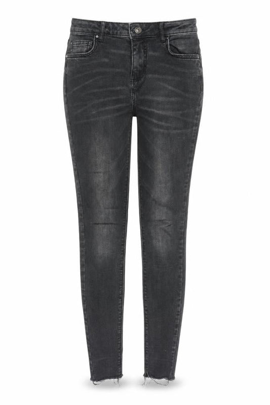 Front view of Denim & Co. women’s grey cotton skinny jeans, size UK 8, 30-inch leg regular zip