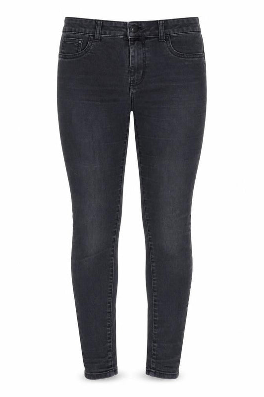 Front view of Denim & Co. women’s grey cotton skinny jeans, size UK 8, 28-inch leg regular zip