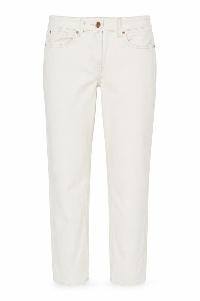 NEXT Womens Ivory Cotton Straight Jeans Size 8 L31 in Regular Zip