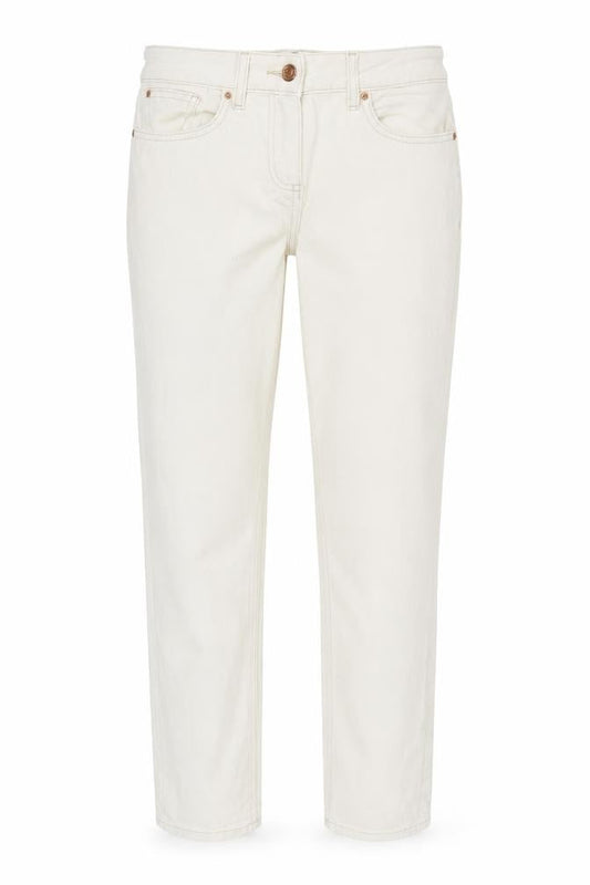 Next Womens Ivory Cotton Straight Jeans Size 8 L31 in Regular Zip