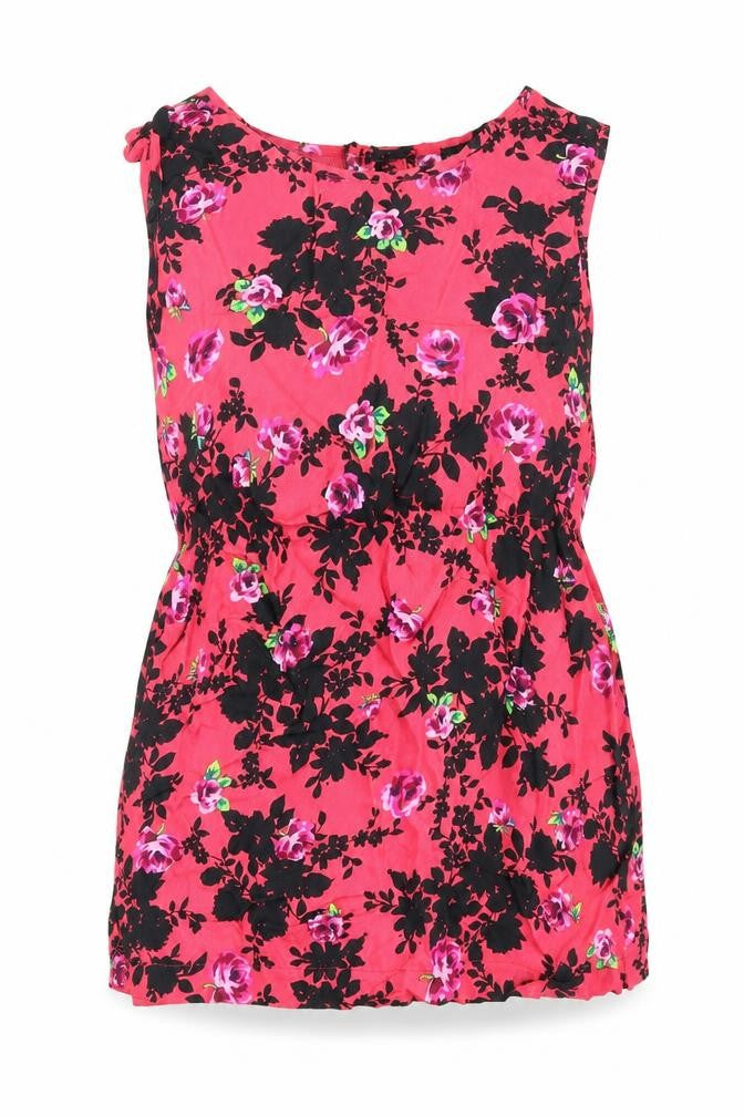 Topshop Womens Pink Floral Polyester Basic Tank Size 10 Scoop Neck