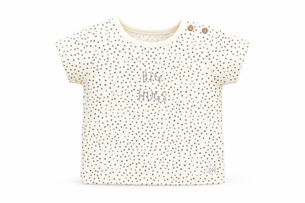 Marks & Spencer Baby Beige Geometric Cotton Basic T-Shirt Size 0-3 Months Round Neck Pullover