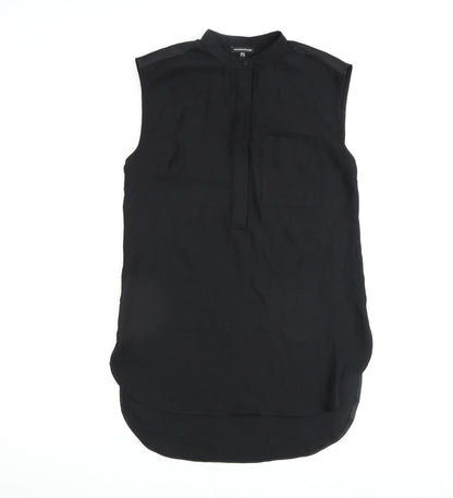 Warehouse Womens Black Polyester Basic Blouse Size 8 Round Neck