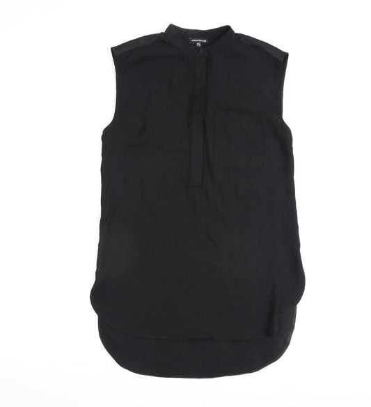 Warehouse Womens Black Polyester Basic Blouse Size 8 Round Neck