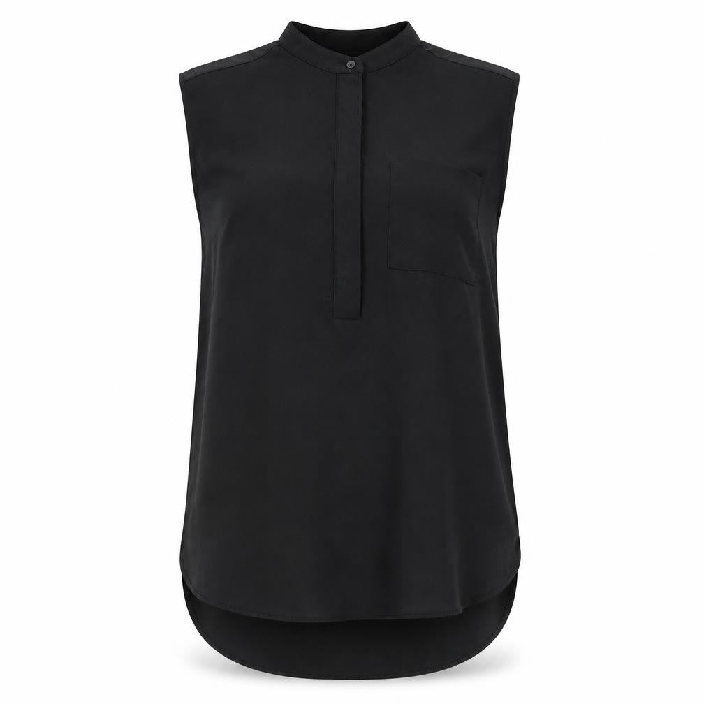Warehouse Womens Black Polyester Basic Blouse Size 8 Round Neck