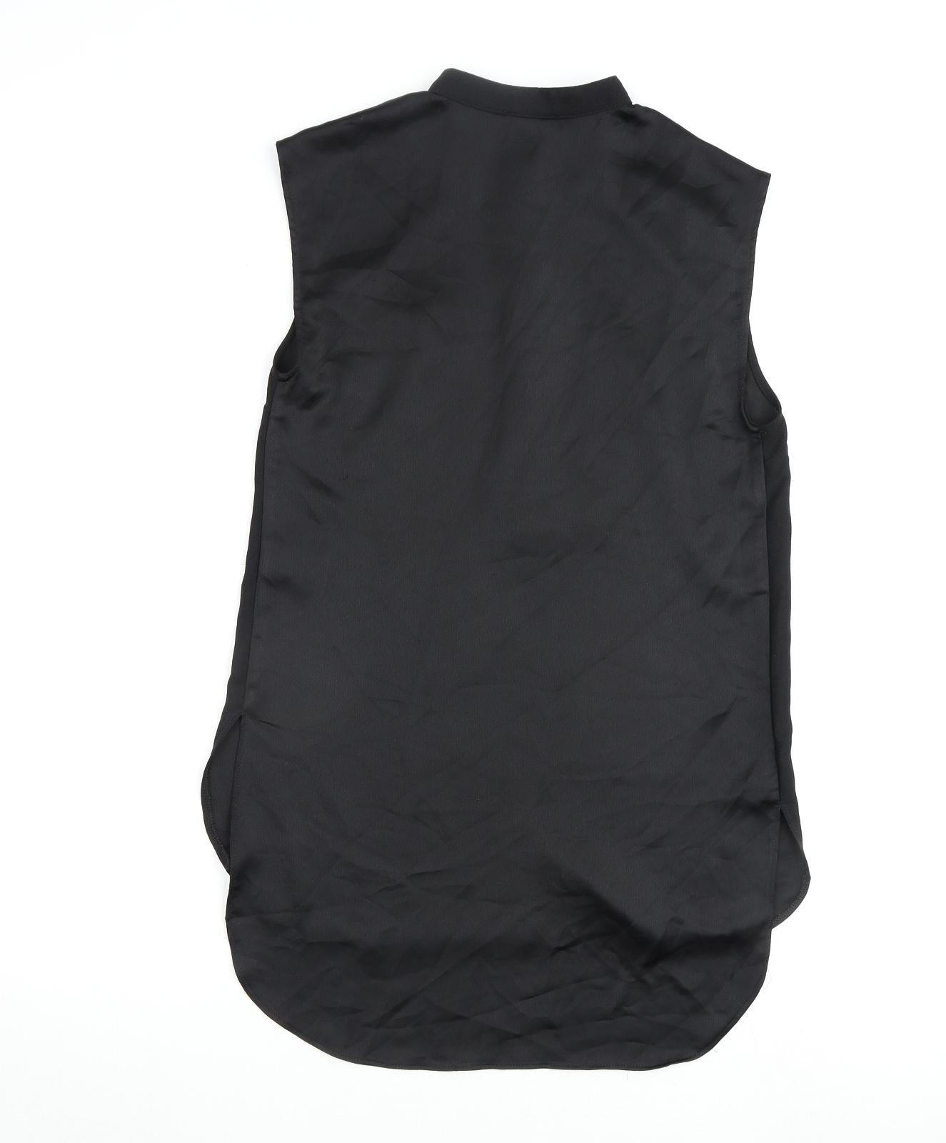 Warehouse Womens Black Polyester Basic Blouse Size 8 Round Neck