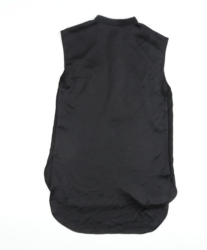 Warehouse Womens Black Polyester Basic Blouse Size 8 Round Neck