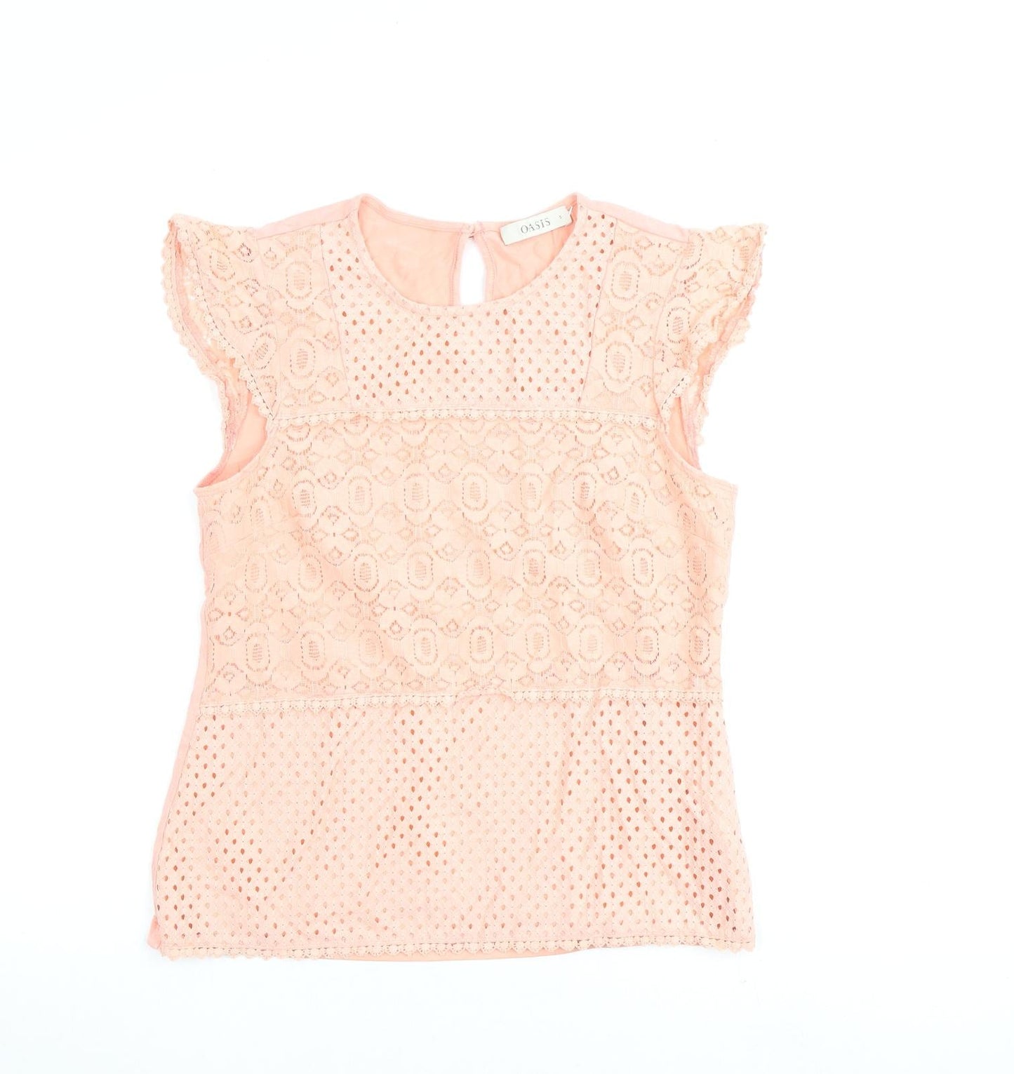 Oasis Womens Pink Cotton Basic Blouse Size S Round Neck