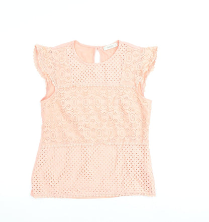 Preloved Oasis Womens Pink Cotton Basic Blouse Size S Round Neck - Front