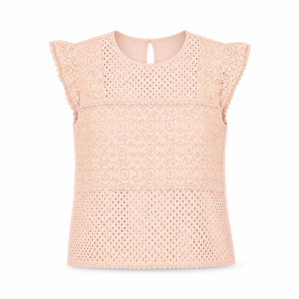 Oasis Womens Pink Cotton Basic Blouse Size S Round Neck