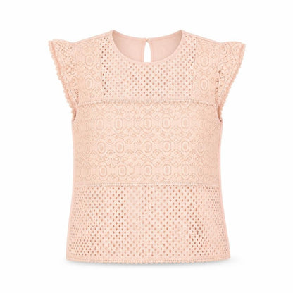 Oasis Womens Pink Cotton Basic Blouse Size S Round Neck