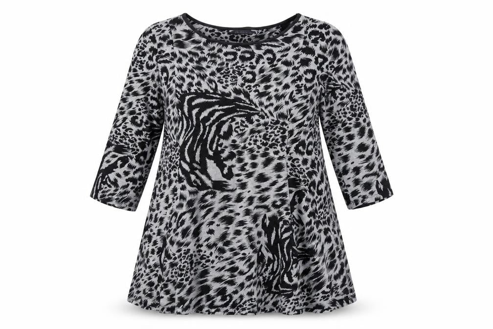 Marks & Spencer Womens Grey Animal Print Polyester A-Line Size 14 Round Neck Pullover