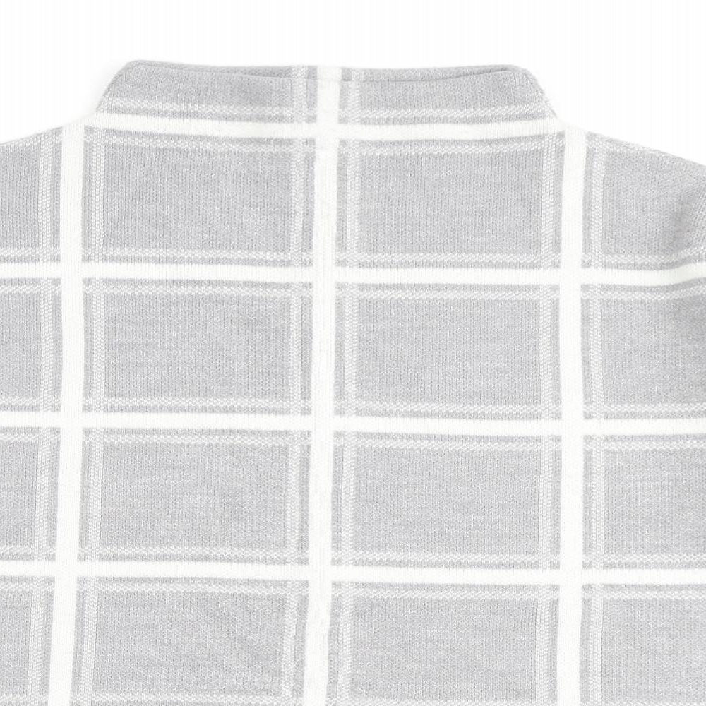 Marks and Spencer Womens Grey High Neck Check Acrylic Pullover Jumper Size 12