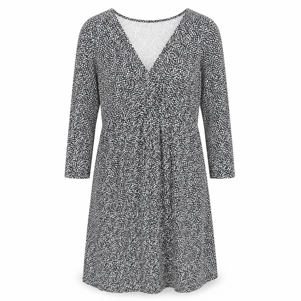 JoJo Maman Bébé Womens Black Geometric Viscose A-Line Size S V-Neck Pullover