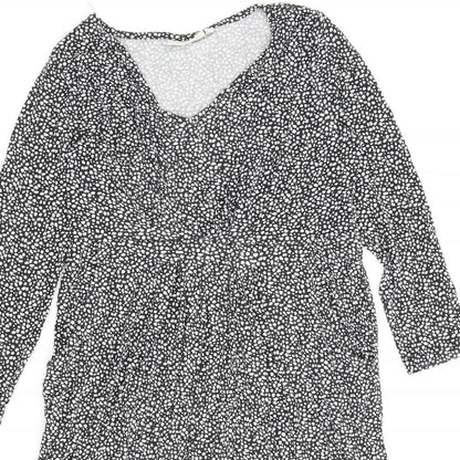 JoJo Maman Bébé Womens Black Geometric Viscose A-Line Size S V-Neck Pullover