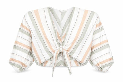 Zara Womens Multicoloured Striped Polyester Basic Blouse Size XS V-Neck