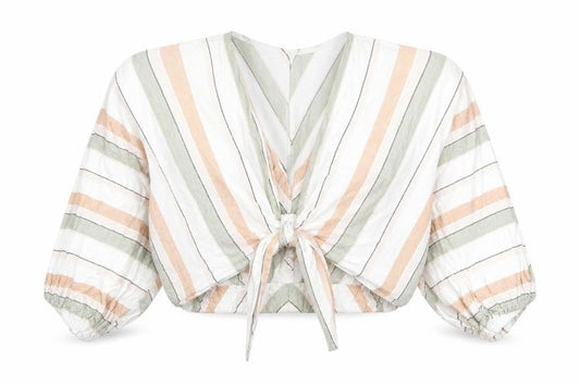 Zara Womens Multicoloured Striped Polyester Basic Blouse Size XS V-Neck