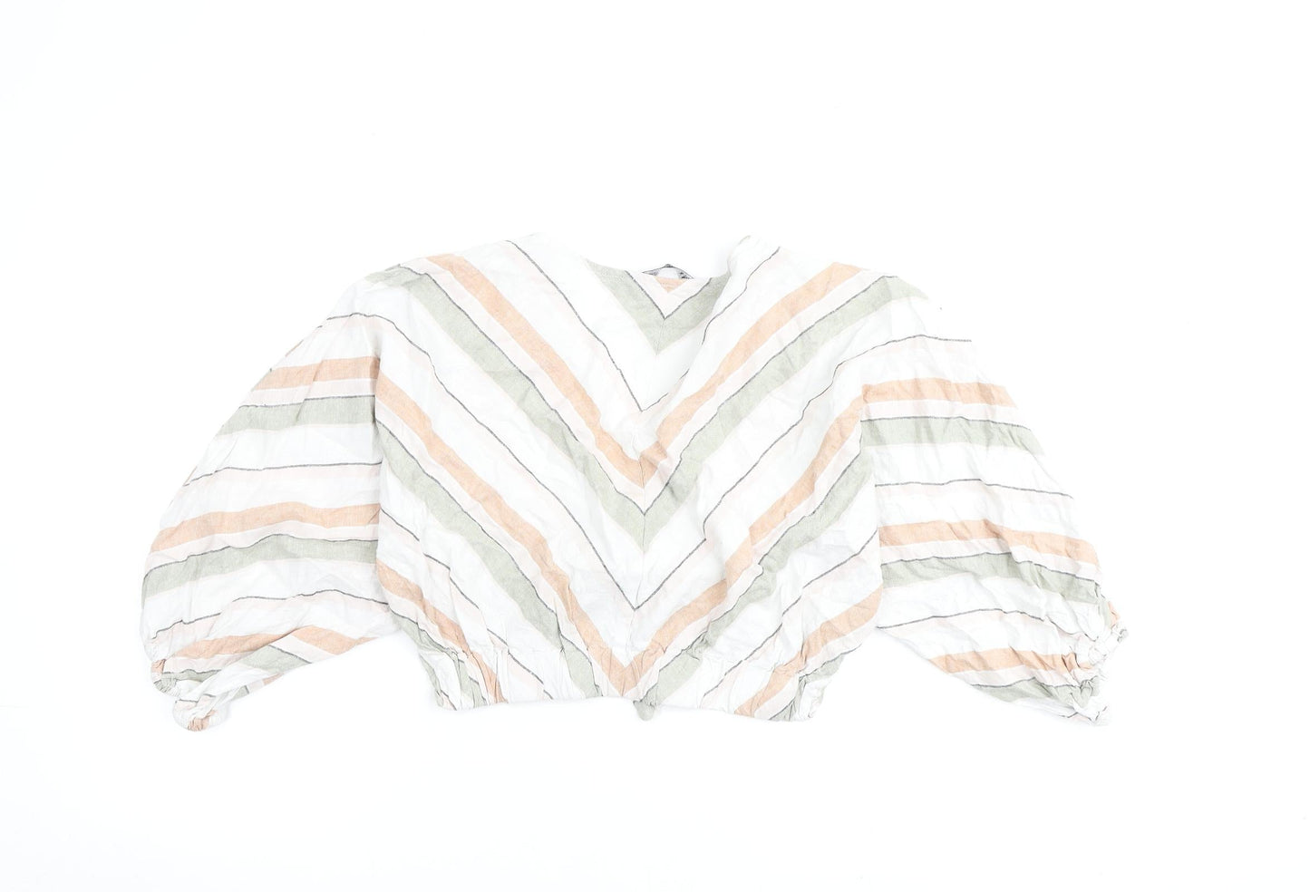 Zara Womens Multicoloured Striped Polyester Basic Blouse Size XS V-Neck