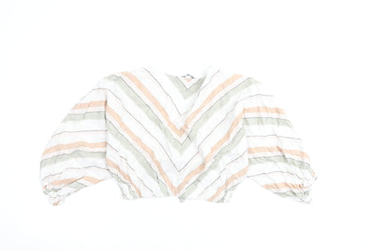 Zara Womens Multicoloured Striped Polyester Basic Blouse Size XS V-Neck