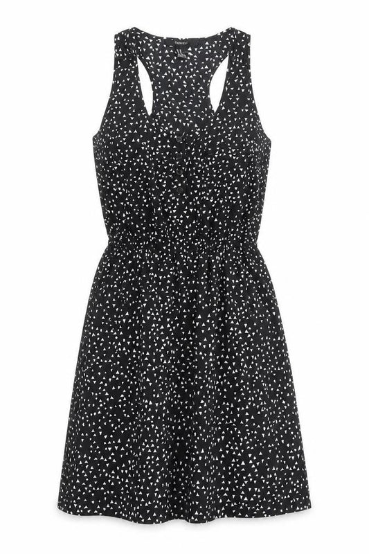 FOREVER 21 Womens Black Polka Dot Polyester A-Line Size M Round Neck Button