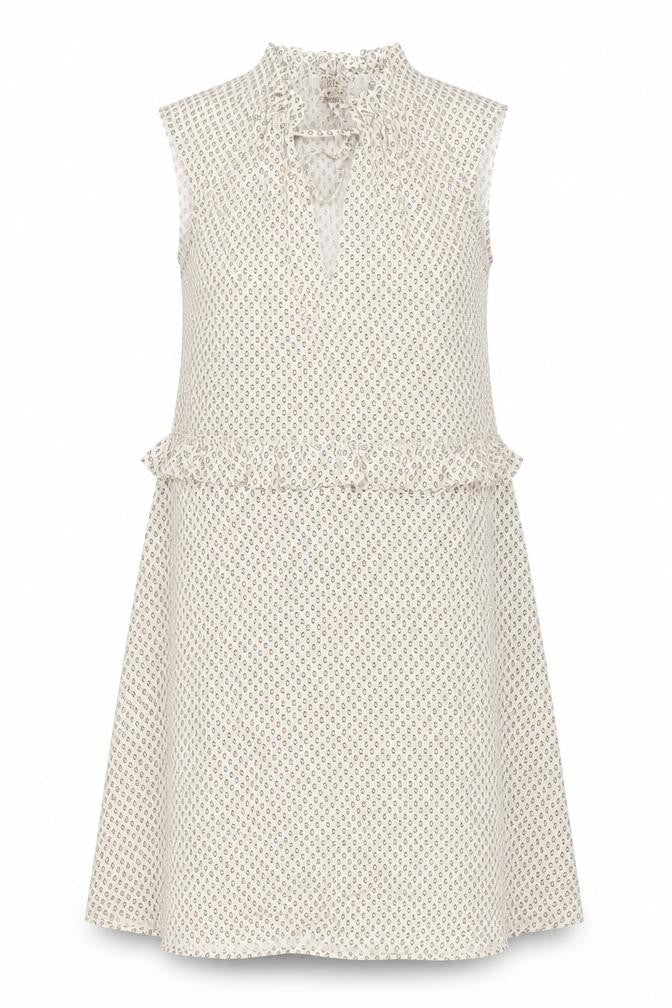H&M Womens Beige Geometric Viscose A-Line Size 10 Mock Neck Tie