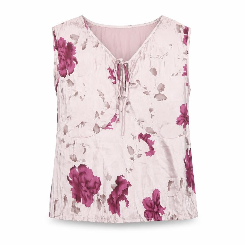 Lakeland Womens Pink Floral Polyester Basic Blouse Size 12 V-Neck