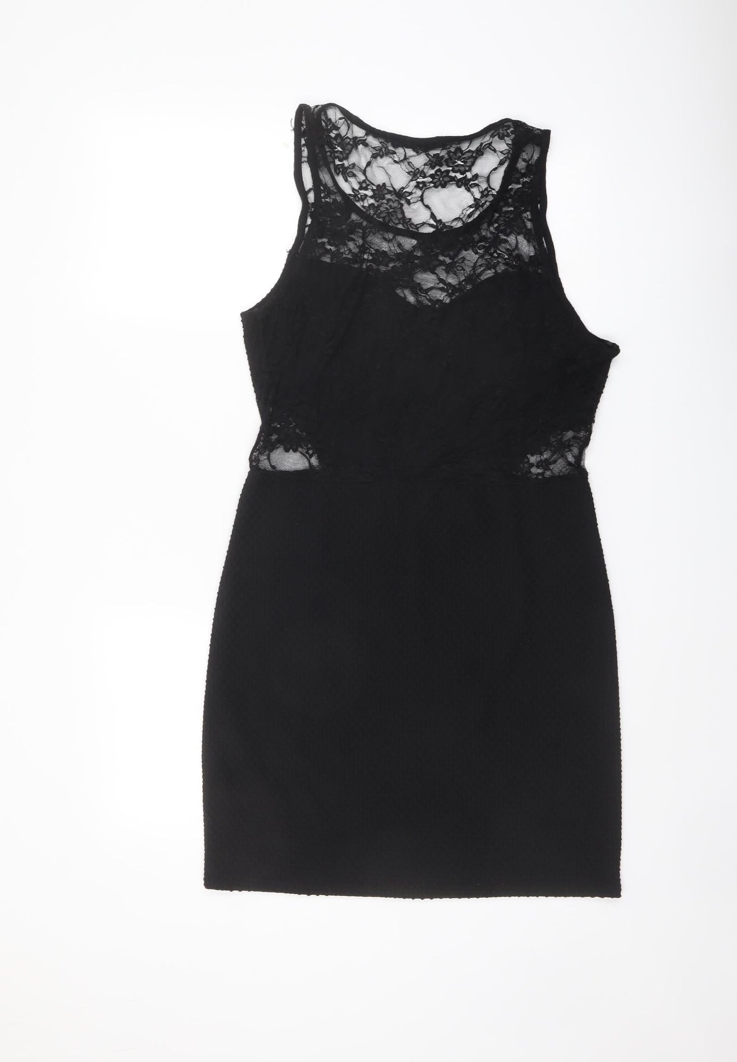 Quiz Womens Black Polyester Pencil Dress Size 16 Round Neck Pullover