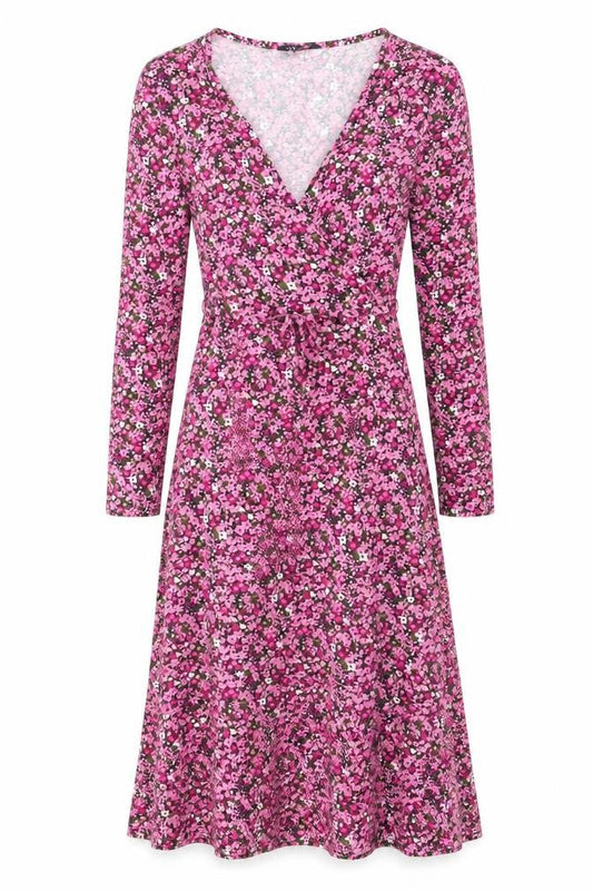 Marks & Spencer Womens Pink Floral Viscose A-Line Size 6 V-Neck Pullover