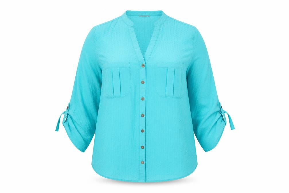 Marks & Spencer Womens Green Polyester Basic Button-Up Size 12 V-Neck